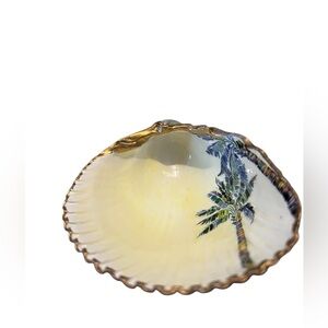 Hand Painted Sea Shell Jewelry Dish Ring Holder Trinket Holder Palm Tree‎